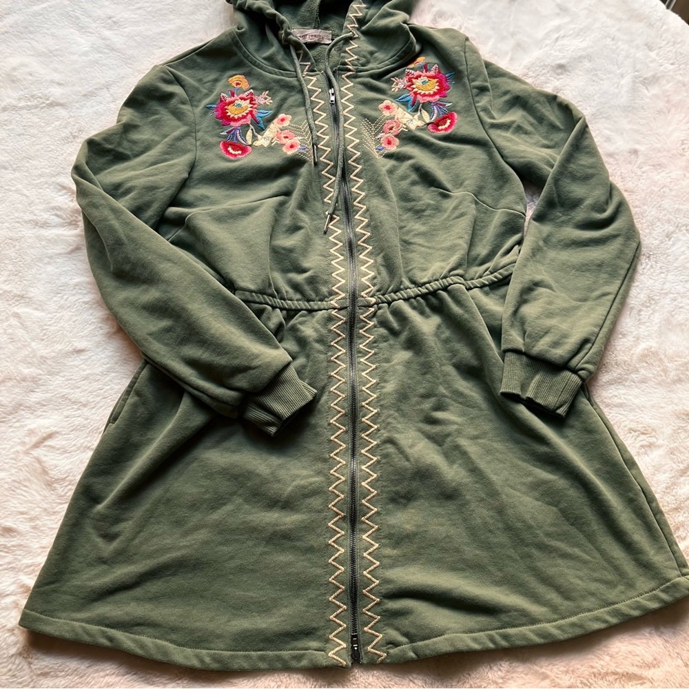 ANTHROPOLOGIE SOLITAIRE EMBROIDERED FULL ZIP HOODIE